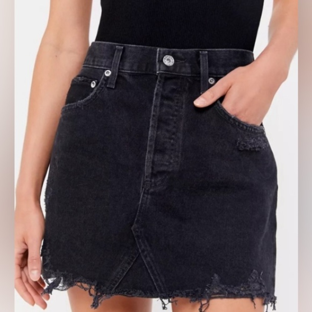 Agolde Black Denim Mini Skirt